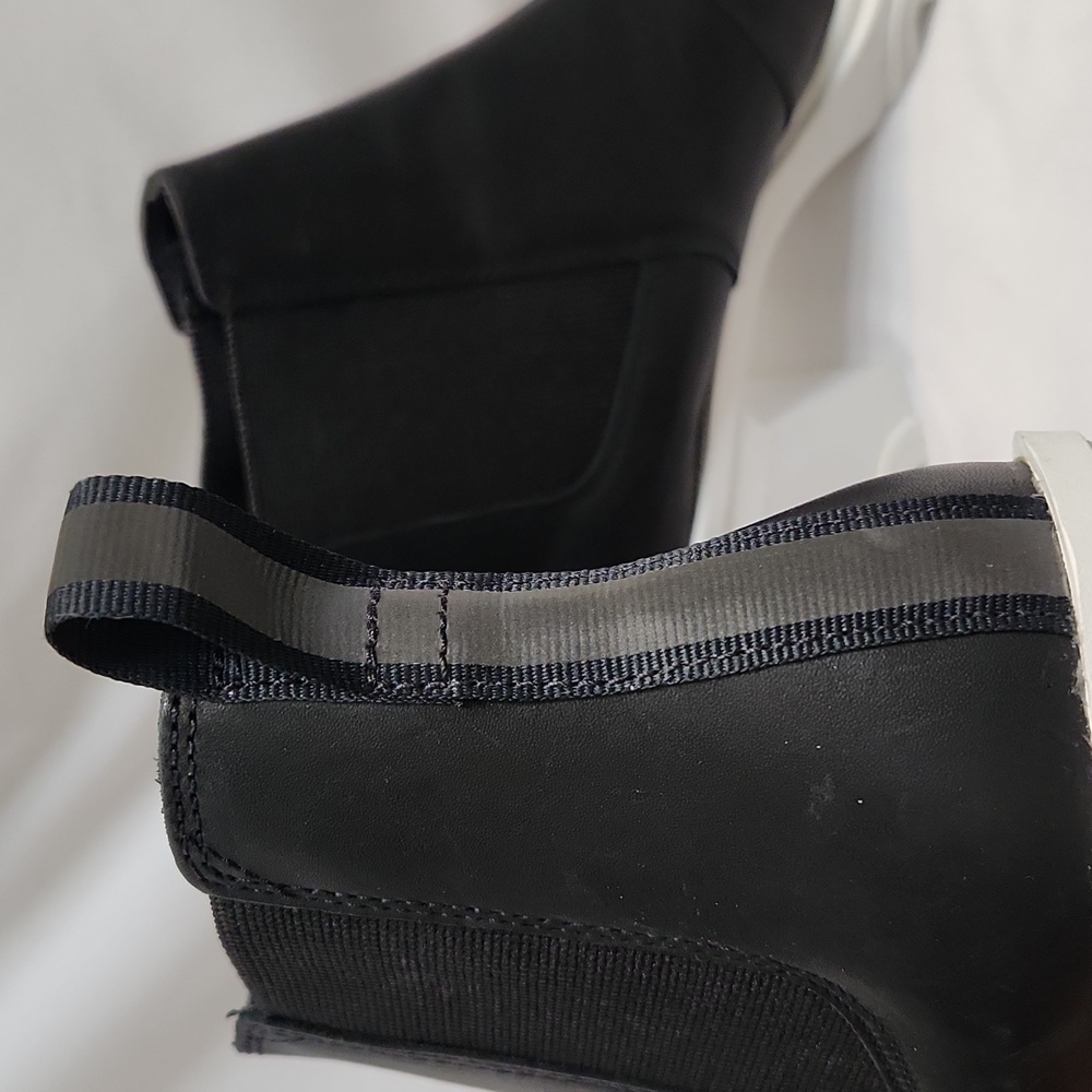 Sorel Brex Chelsea Black White Leather Chunky Heeled Ankle Boots (W Size 9) - Picture 10 of 14